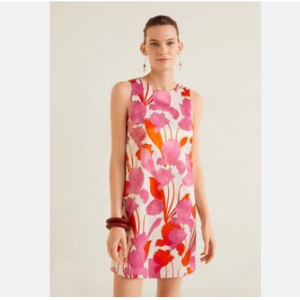 Mango | Dresses | Mango Mng Pink Orange Floral Printed Shift Dress |  Poshmark